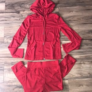 Red Women's Legging Set with Hoodie - Unbranded
